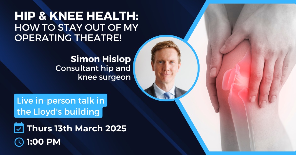 In-person talk - Keeping Your Hips and Knees in Top Shape by Simon Hislop